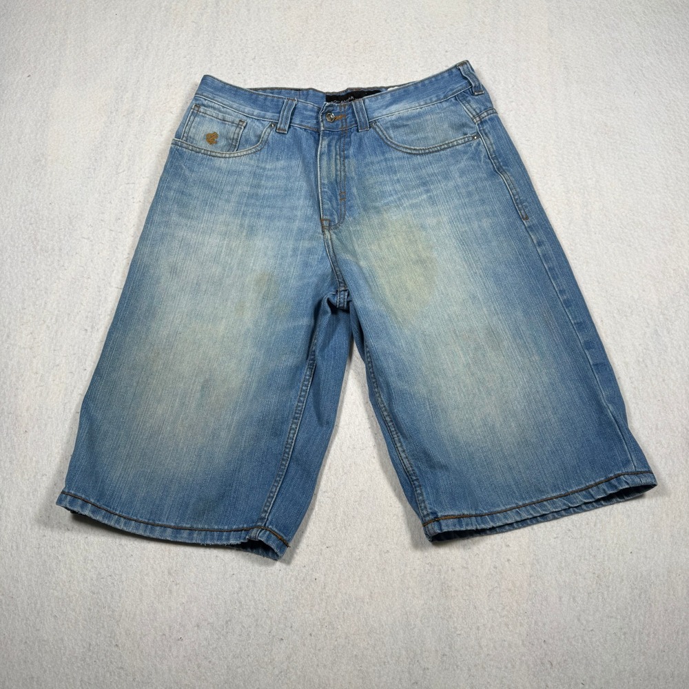 Rocawear Mens Light Wash Denim Shorts Embroidered Logo Y2K Baggy Size 34